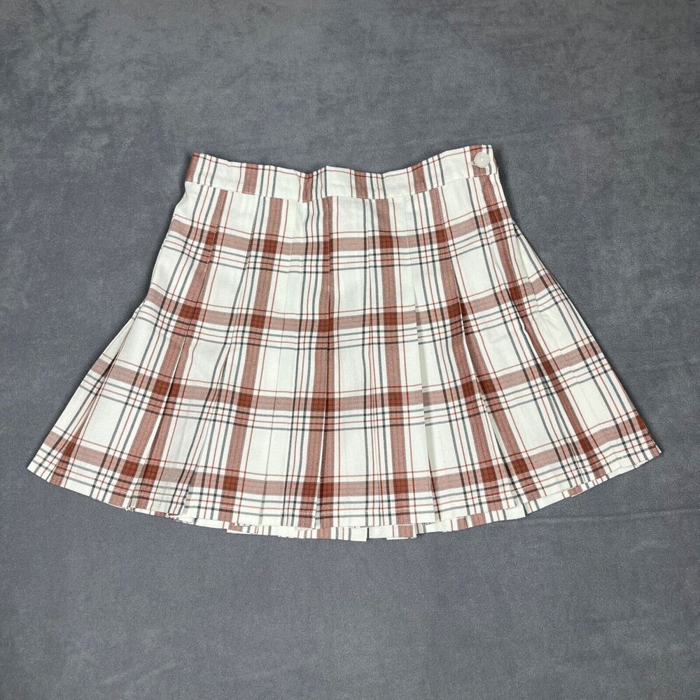 Aerie Womens Skirt Size M Brick Brown‎ Plaid Pleated Mini Preppy Schoolgirl NWT
